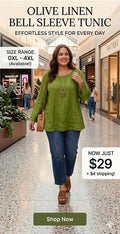 Olive linen bell sleeve tunic